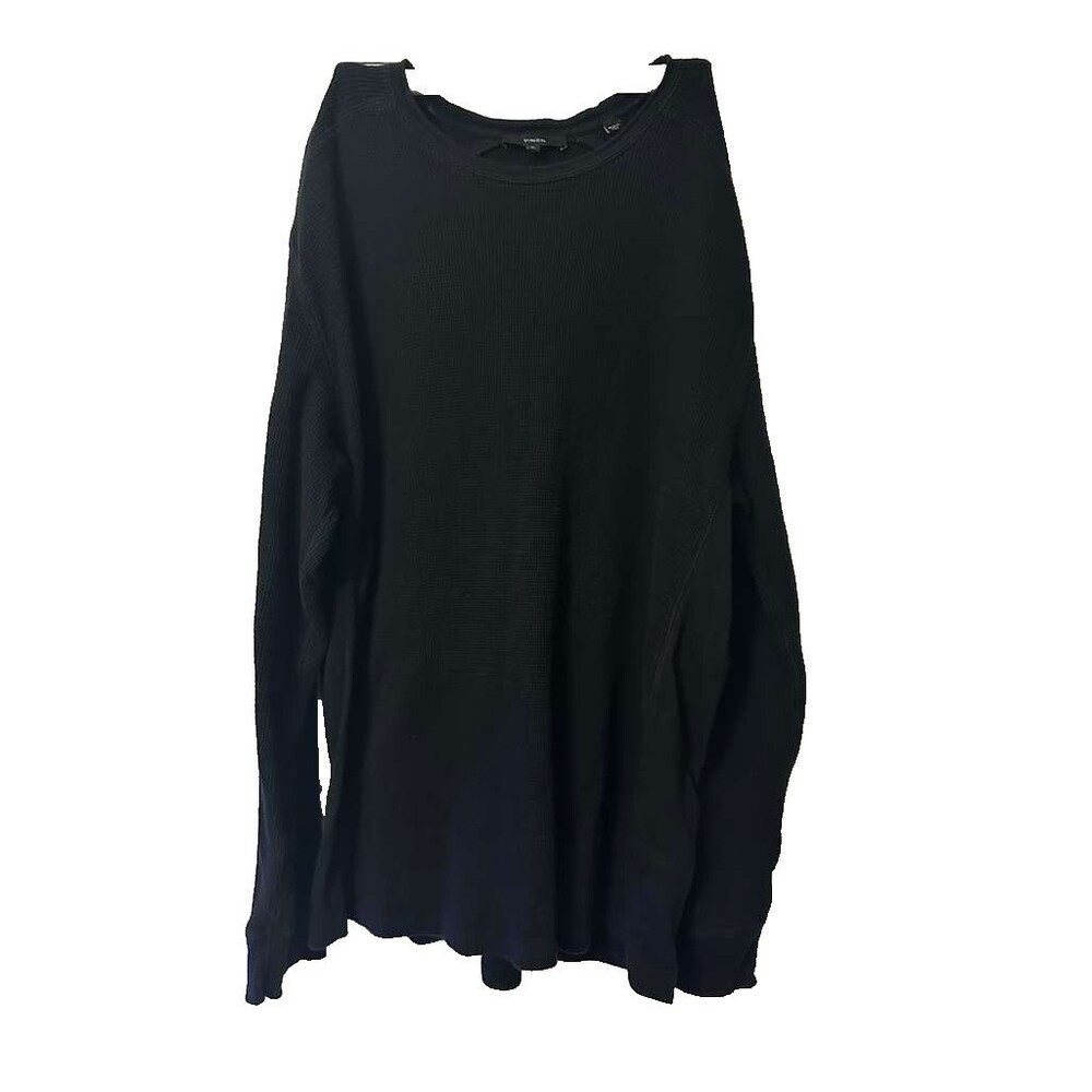 Vince Pima Cotton-Blend Thermal Long-Sleeve Pullover Mens Size XL Black